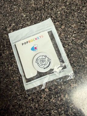 PopSockets White Phone Grip with Black Rose 'BADBLOOD' Graphic